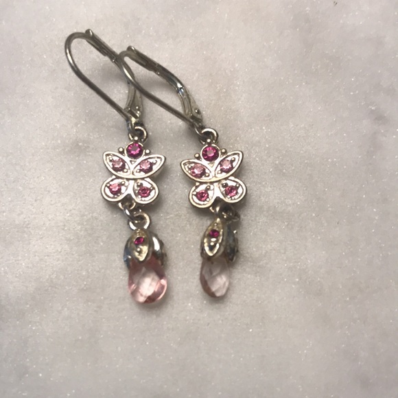 Butterfly crystal drop earrings - Picture 2 of 5